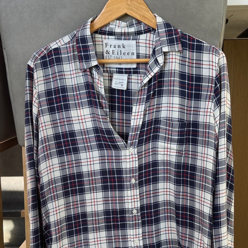 Frank & Eileen Navy and White Checkered Shirt